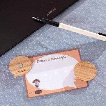 Unic天然原木造型磁鐵(圓形對話框)+精品禮卡
