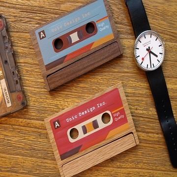 Unic原木錄音帶造型彩繪名片盒