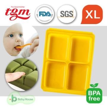 韓國媽媽大推 Tgm FDA 白金級矽膠副食品 儲存盒分裝盒冷凍盒冰磚盒 XL 4格-每格70公克