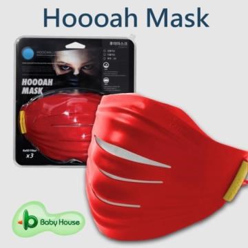Hoooah Mask OFNGUARD 3D雙劍守護神無毒雙層防護明星時尚口罩-面罩+3入補充濾材-紅色