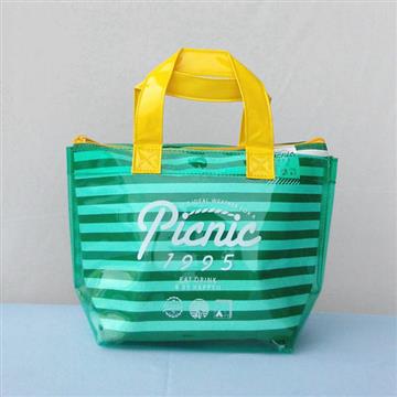 【日本CB JAPAN】防水條紋保冷保溫兩用袋2L(綠) 保冷袋/保溫袋/防水袋