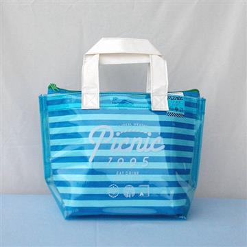 【日本CB JAPAN】防水條紋保冷保溫兩用袋2L(藍) 保冷袋/保溫袋/防水袋