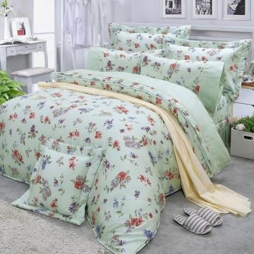 【FITNESS】精梳棉雙人七件式床罩組-穠芳(綠)