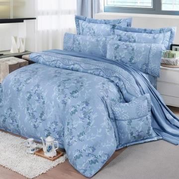 【FITNESS】精梳棉雙人七件式床罩組-律彌爾(藍)