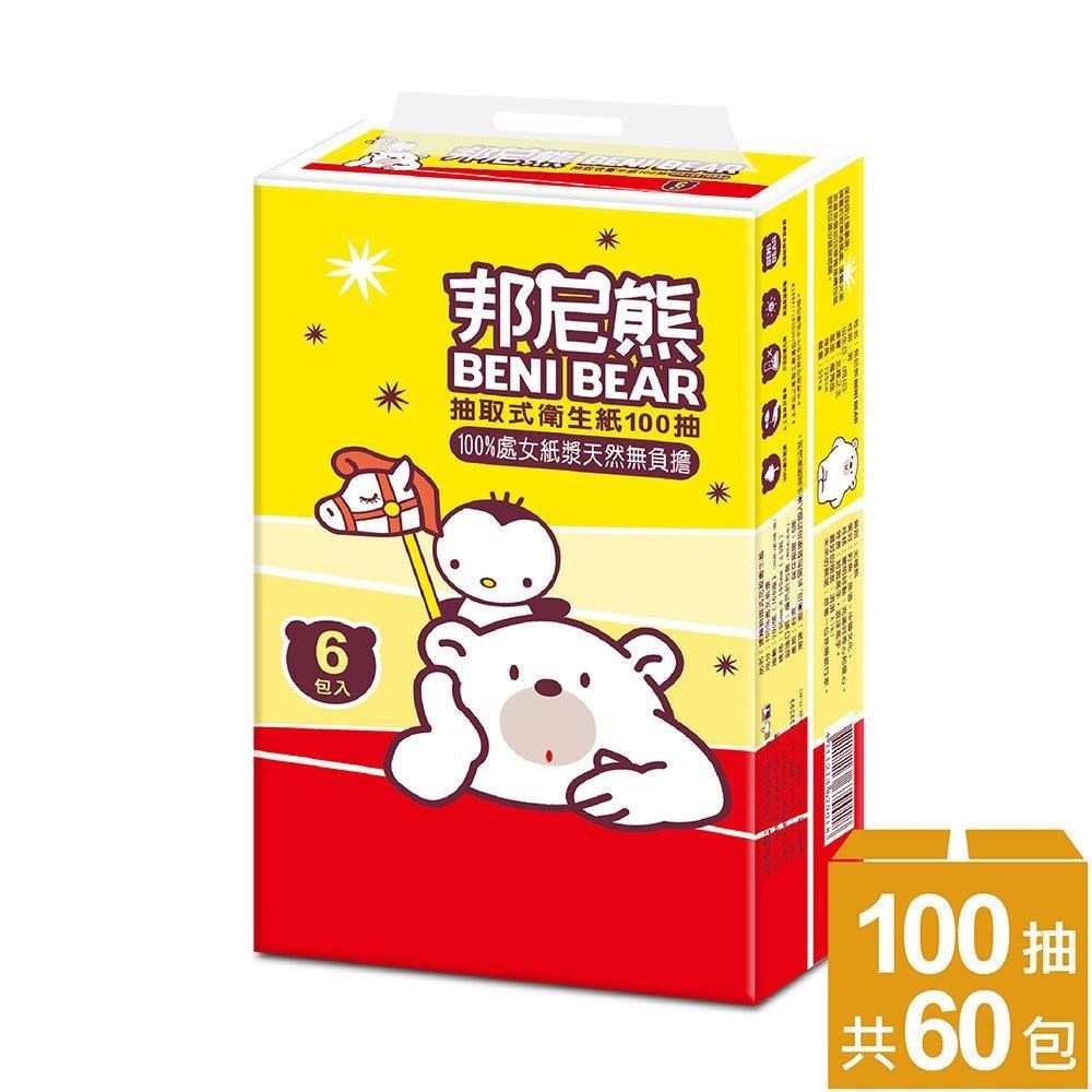 【BeniBear邦尼熊】抽取式衛生紙100抽6包10袋