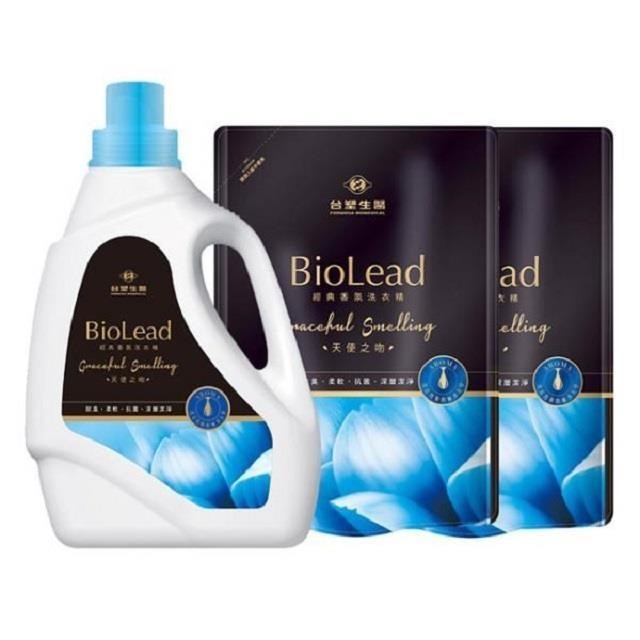 《台塑生醫》BioLead經典香氛洗衣精 天使之吻(1瓶+2包)