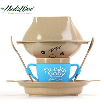 【Husk’s ware】美國Husk’s ware稻殼天然無毒環保兒童餐具經典人偶款-藍色