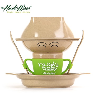 【Husk’s ware】美國Husk’s ware稻殼天然無毒環保兒童餐具經典人偶款-綠色