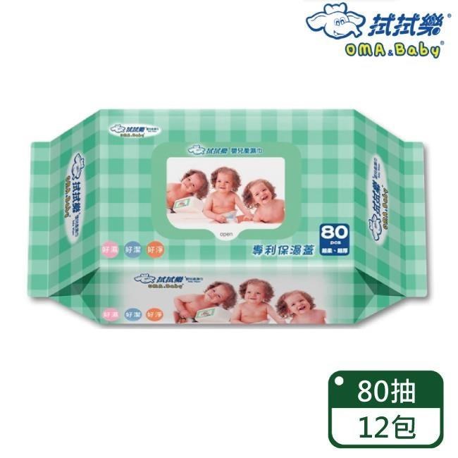 【濕紙巾】拭拭樂80抽濕紙巾-純水加厚款*12包