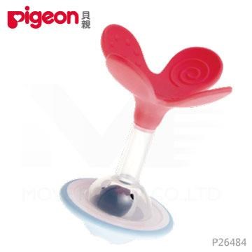 日本《Pigeon 貝親》搖鈴固齒器-蜜桃小花