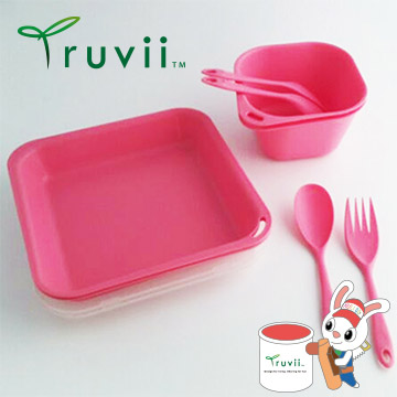 Truvii 櫻花粉抗菌餐具組( 附網袋 )