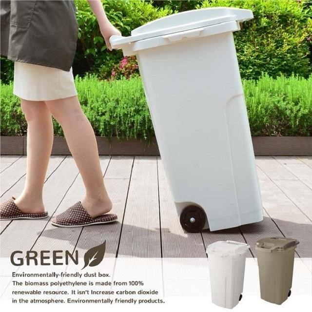 日本 GREEN 機能型戶外拉桿式垃圾桶 90L-共兩色