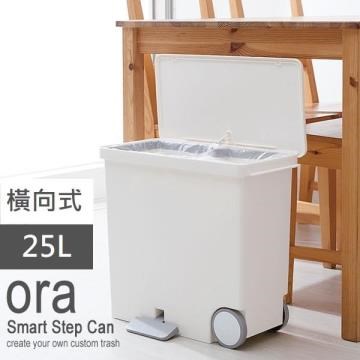 日本 LIKE IT 橫向式分類垃圾桶 25L - 純白色