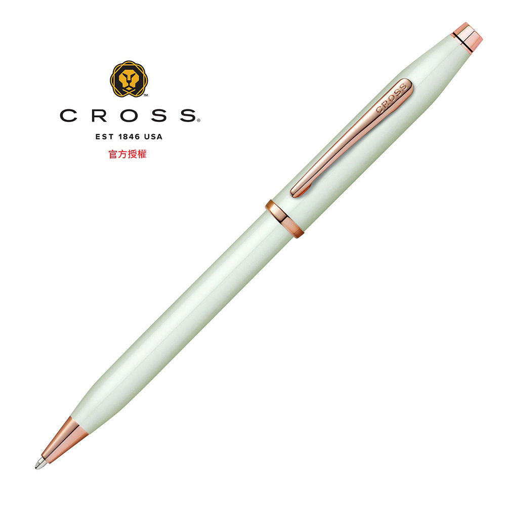 CROSS 新世紀珍珠白亮漆玫瑰金色原子筆 AT0082WG-113