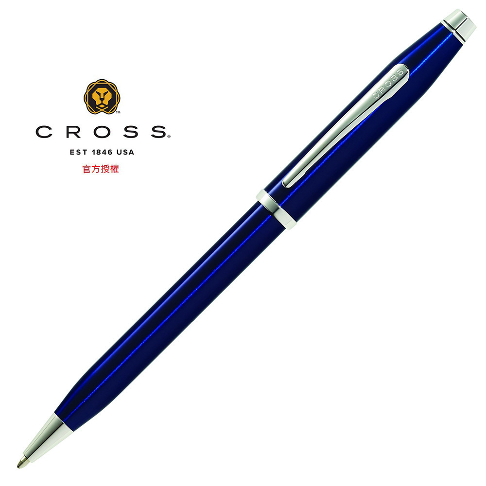 CROSS 藍亮漆白夾原子筆 AT0082WG-103