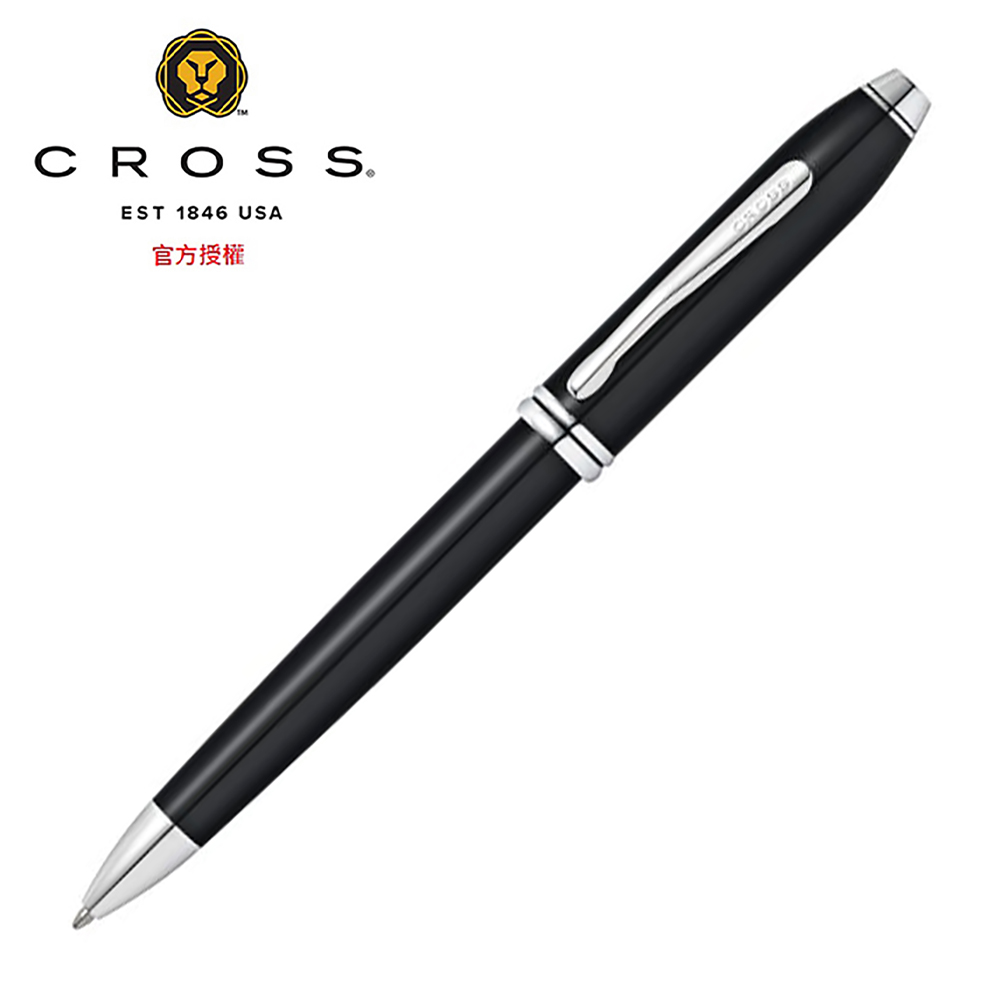 CROSS 濤聲系列 黑琺瑯白夾原子筆 AT0042TW-4
