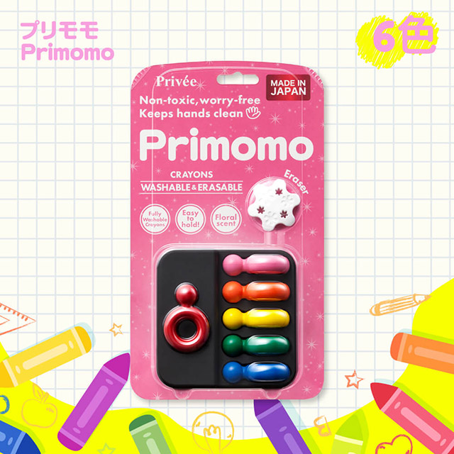 【Primomo】普麗貓趣味蠟筆 (戒指型) 6色 - 附橡皮擦