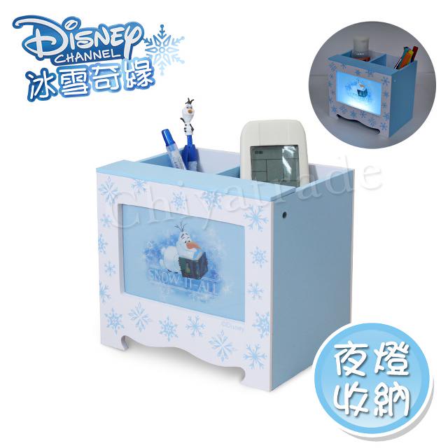 【迪士尼Disney】冰雪奇緣 雪寶 LED小夜燈收納盒 收納盒 筆筒 桌上收納(正版授權台灣製)