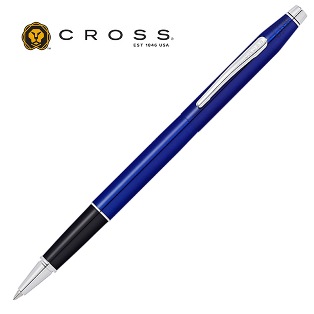 CROSS精典世紀藍桿白夾鋼珠筆