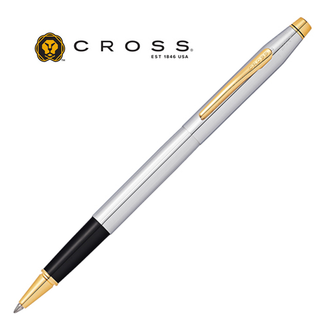 CROSS精典世紀亮鉻金夾鋼珠筆*AT00085-106