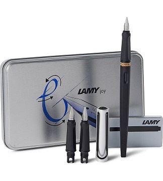 有現貨下單後即可出貨＊LAMY Joy喜悅系列 亮黑銀鋁蓋鋼筆禮盒組(11)＊附三種筆尖