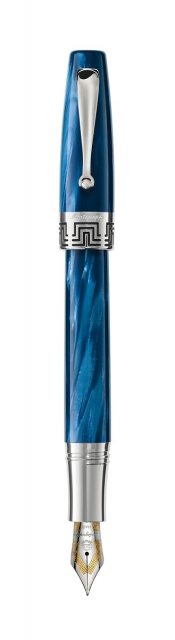 義大利 Montegrappa 萬特佳 Extra 1930 純銀賽璐珞 18K金尖鋼筆-地中海藍
