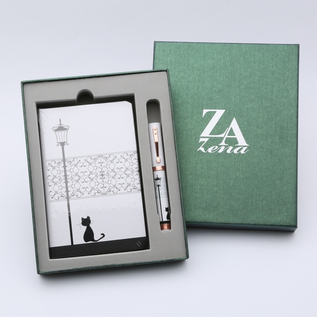 ZA Zena 心情O² 系列鋼筆+筆記手札套裝禮盒－ 喜歡白