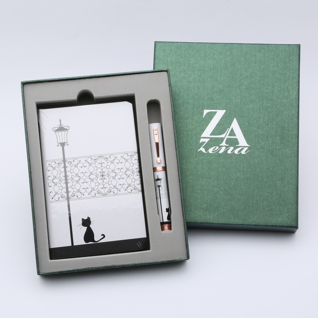ZA Zena 心情O² 系列鋼筆+筆記手札套裝禮盒- 喜歡白