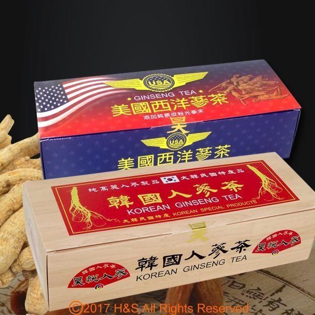 《瀚軒》特選韓國人蔘茶 (5g*30包)+嚴選美國西洋蔘茶 (3g*50包)各1盒