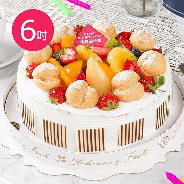 樂活e棧-母親節造型蛋糕-水果泡芙派對蛋糕1顆(6吋/顆)