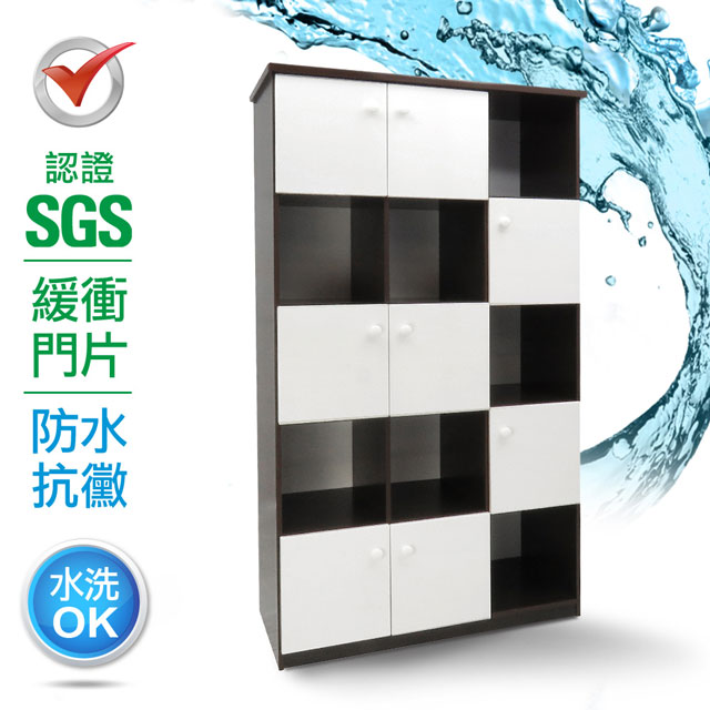 IHouse-SGS 防潮抗蟲蛀緩衝塑鋼加高加寬八門收納置物櫃