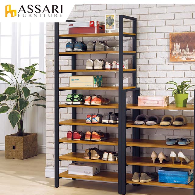ASSARI-工業風木心板高鞋架(寬80x深34x高178cm)