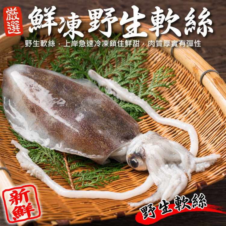 【海肉管家】鮮凍野生軟絲(2隻/每隻約200~300g±10%)