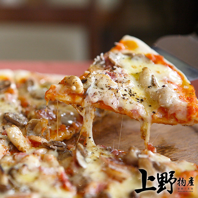 【上野物產】6吋巴黎經典培根起士 pizza佐蘑菇 (120g土10%/片)x15片