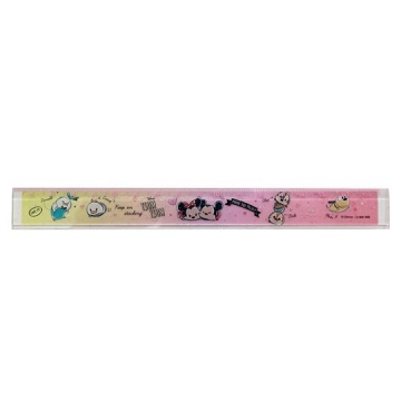 迪士尼 TsumTsum 日製透明塑膠尺《粉黃.愛心》17cm.量尺.直尺.學童文具