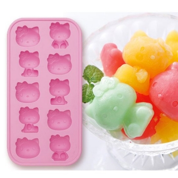 小禮堂 Hello Kitty 造型矽膠製冰模 冰塊模具 巧克力模 餅乾模 (10顆 粉)