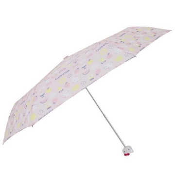Hello Kitty 抗UV頭型柄折疊雨陽傘《粉.花朵》折傘.雨傘.雨具