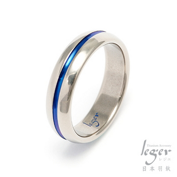 『日本Leger羽鈦』《幸福圓藍鈦》純鈦戒指