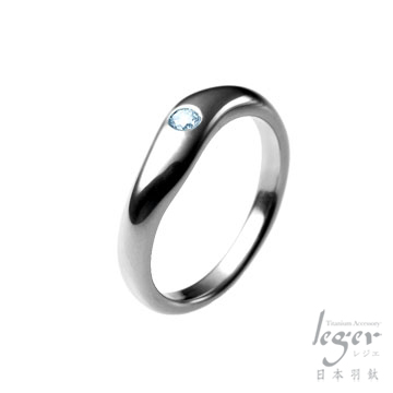 『日本Leger羽鈦』《心情彩鑽》純鈦戒指-沁涼水藍