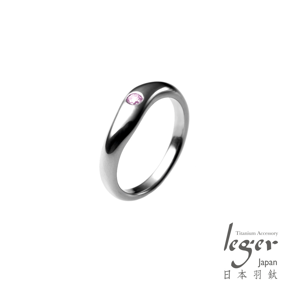 『日本Leger羽鈦』《心情彩鑽》純鈦戒指-甜蜜粉紅