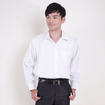 JIA HUEI 長袖男仕吸濕排汗防皺襯衫 白色 [台灣製造