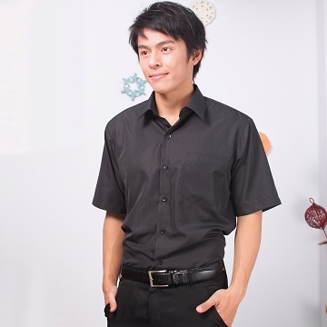 JIA HUEI 短袖男仕吸濕排汗防皺襯衫 黑色 [台灣製造