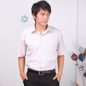 JIA HUEI 短袖男仕吸濕排汗防皺襯衫 3158條紋粉 [台灣製造