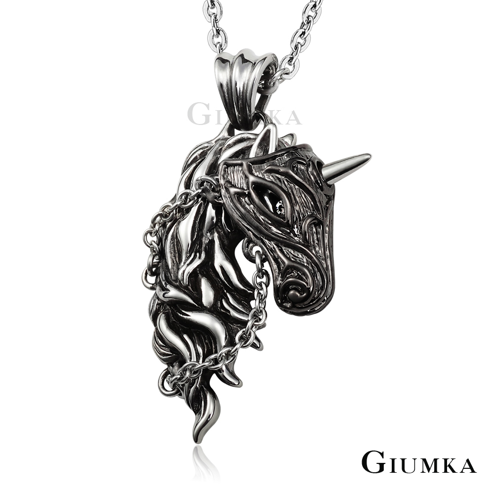 【GIUMKA個性潮男】夢幻獨角獸項鍊 (黑) MN1594-2