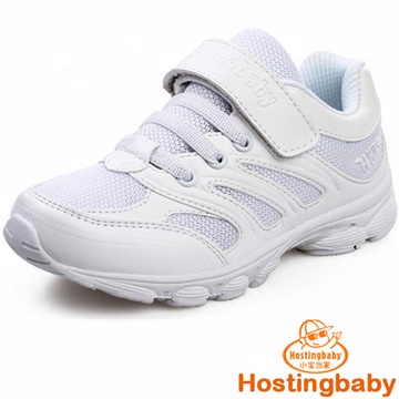 【Hostingbaby小寶當家】X5232白色春秋童鞋兒童白色運動鞋男童鞋網面學生鞋女童透氣白波鞋