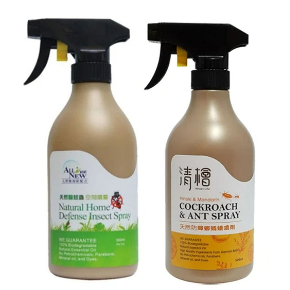 【Hinoki Life 清檜】天然防蟑螂螞蟻噴劑500ml/瓶 買就送統新天然驅蚊蟲空間噴霧500ml/瓶