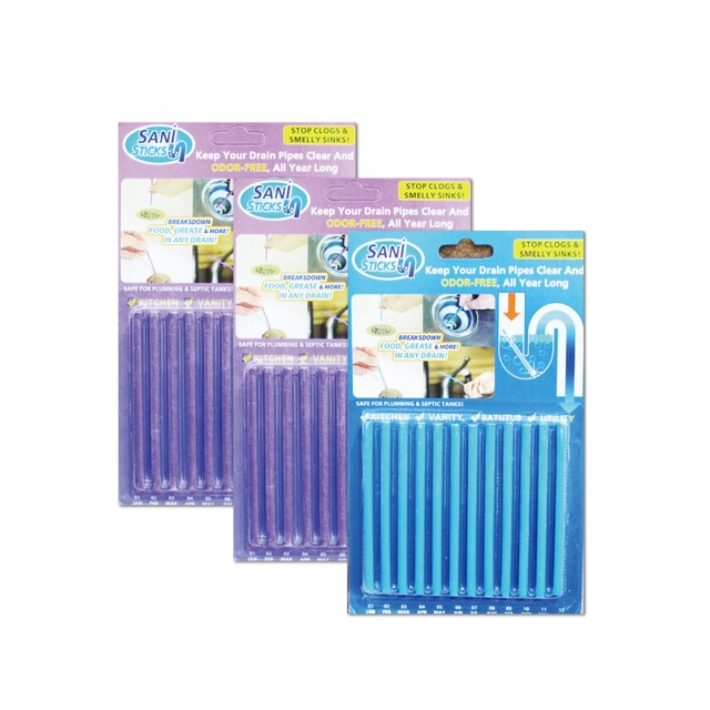 (3盒36支超值組)Sani Sticks水管疏通去汙棒12支/盒- 薰衣草x2+海洋x1