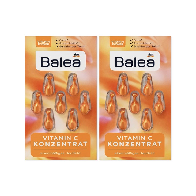 (2片組)德國DM-Balea芭樂雅緊緻肌膚鎖水保濕精華油膠囊1mlx7顆/片-維他命C(