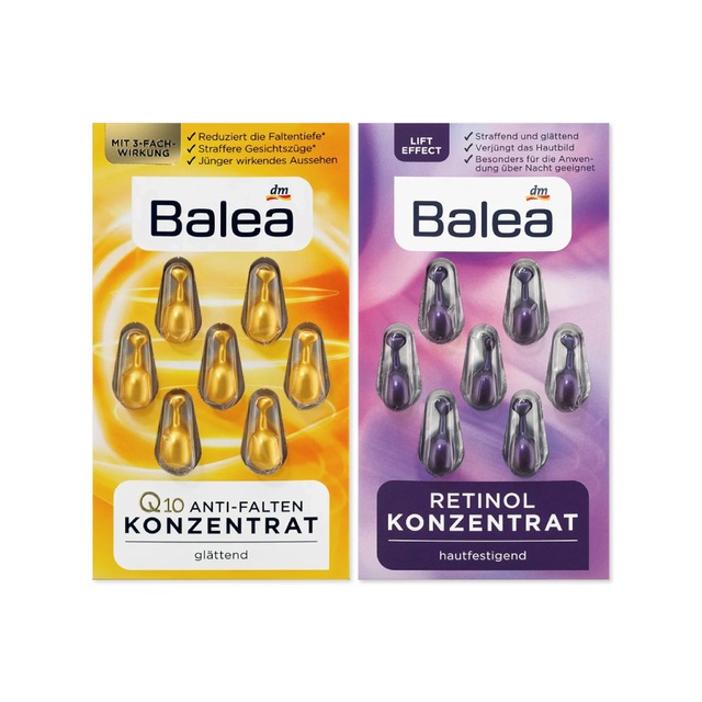 (2片組)德國DM-Balea鎖水保濕精華油膠囊1mlx7顆/片-Q10緊膚(黃)*1+膠原蛋白(紫
