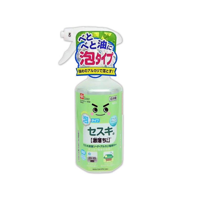 日本 LEC激落君-廚房去油汙倍半碳酸鈉鹼性電解水清潔劑400ml/綠瓶(爐具清